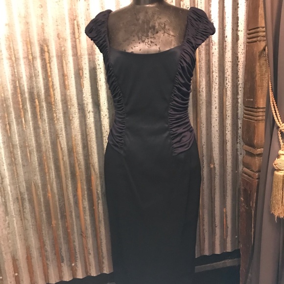 Tadashi cocktail dress NWT Navy Satin Ruched Size 10 Women’s - Picture 6 of 7